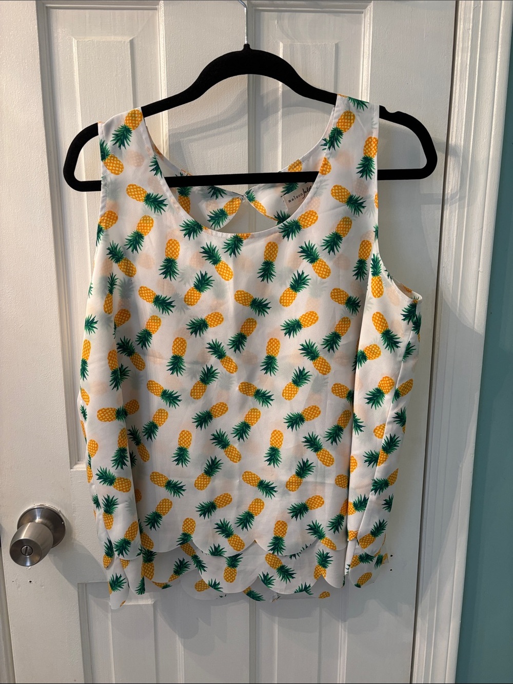Maison Jules White Pineapple-Print Sleeveless Tank